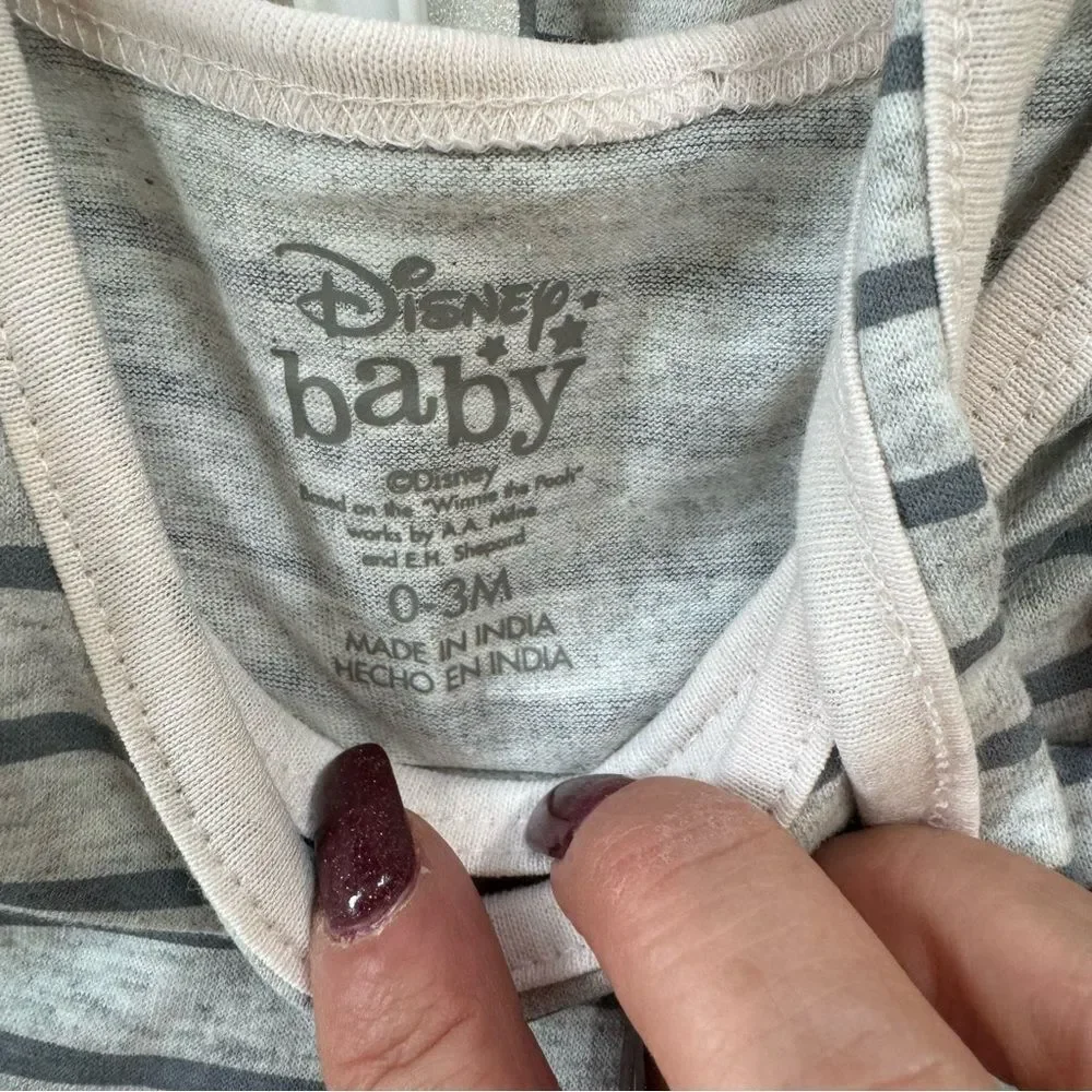 Disney Winnie the Pooh Girls’ Bodysuit, Jogger and Bib Set for Newborn – Grey